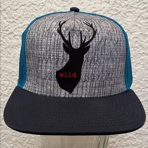 ⭐️NWOT PRANA Wild Deer Graphic Flat Brim Snap Back Trucker Hat Country Outdoors